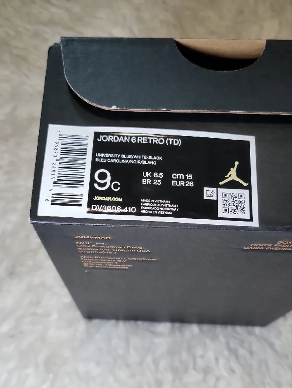 Jordan Kids White and Light Blue High-Top Sneakers